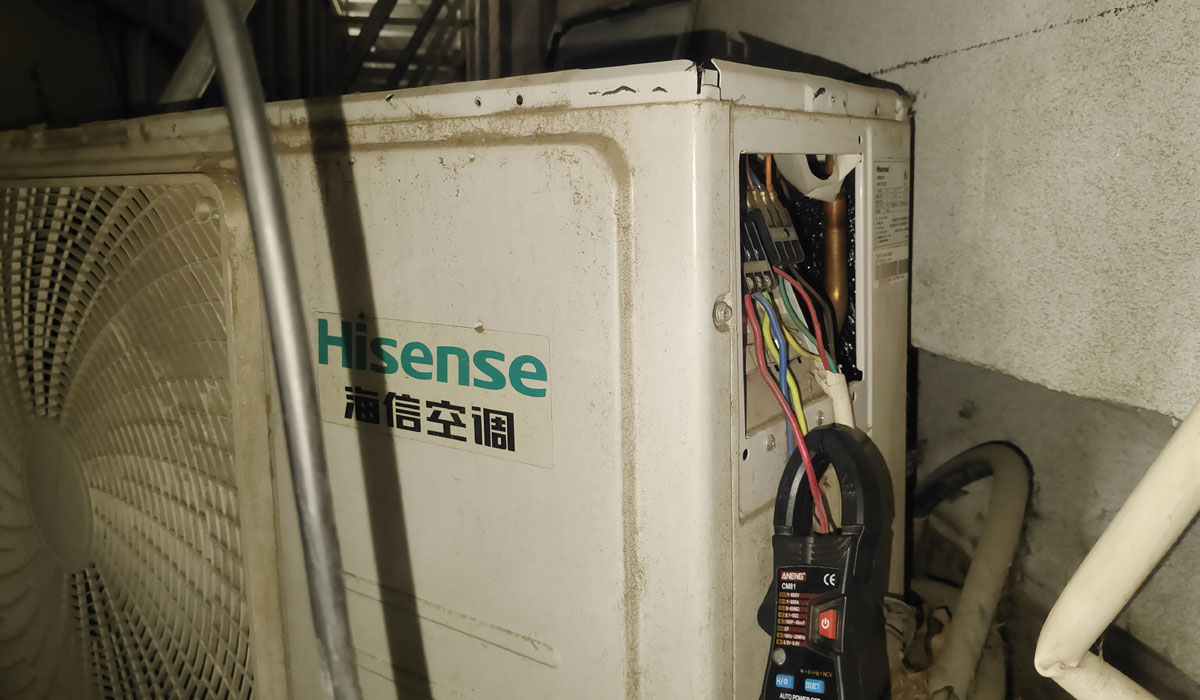 历下区山大路海信3匹吊顶空调开机跳闸压缩机卡缸检测案例